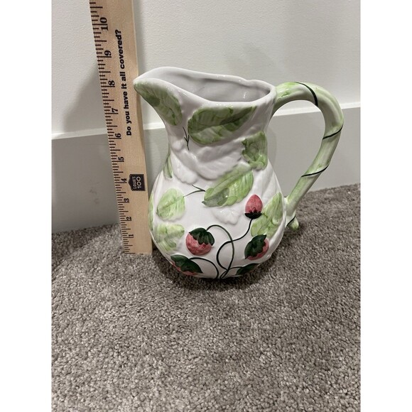 Vintage 1980s Embossed Strawberry Pitcher Made‎ In Portugal Zrike Morangos - Picture 7 of 8